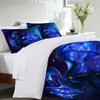 Longtu Three-Piece Quilt Cover 3D Digital Printing Bedding Set Blue Bed Cover