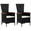 Garden Chairs 2 Pcs with Cushions Poly Rattan Black