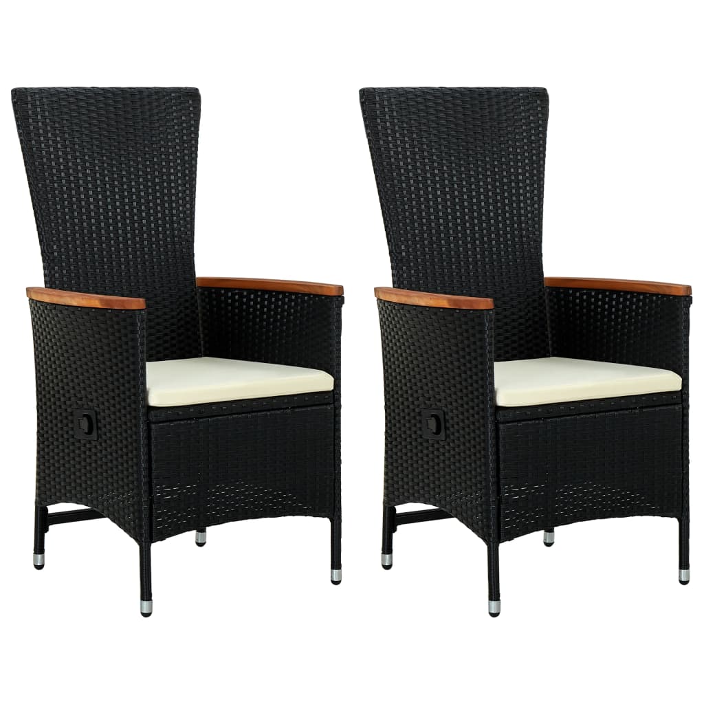 Garden Chairs 2 Pcs with Cushions Poly Rattan Black