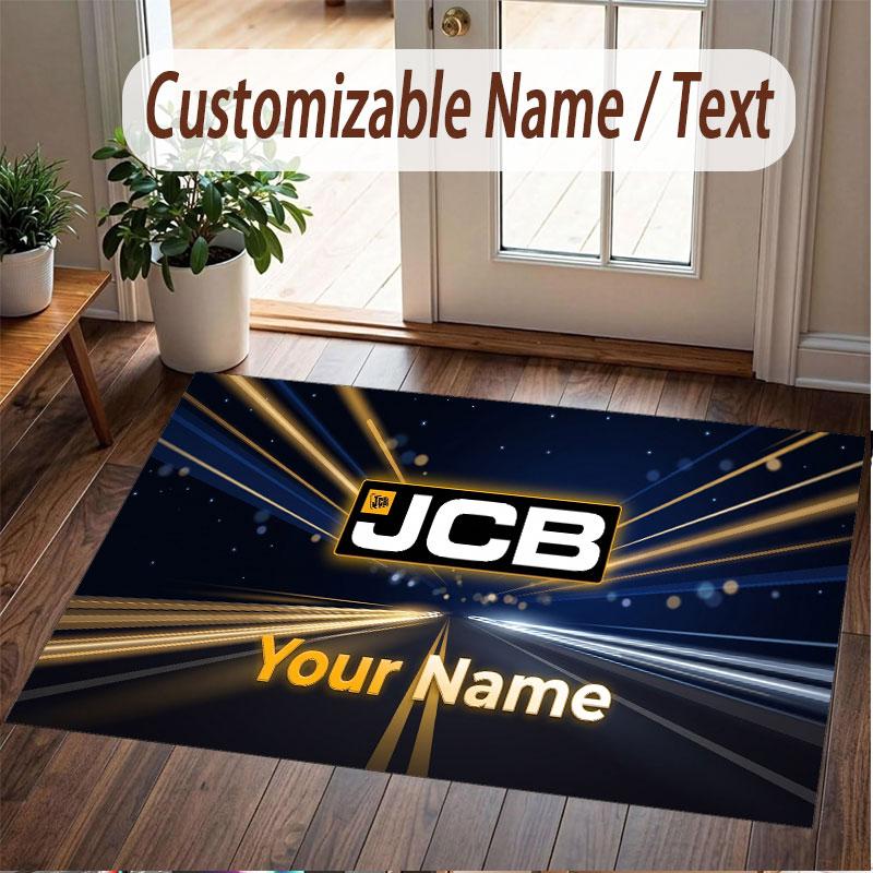 Custom Rug JCB Pattern Print Name Text Soft Non‑Slip Floor Carpet for Home Indoor Decoration