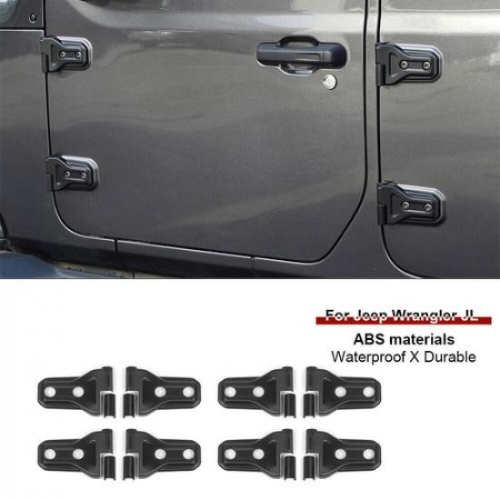 Decoração de Tampa de Acabamento de Dobradiça de Porta Preta Fosca Para Jeep Wrangler JL JT 2018+ 4 Portas