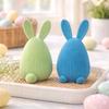 Colorful Flocking Easter Rabbit Resin Ornament Bunny 'Happy Easter Day 2026' Home Desktop Decoration Kids Birthday Gift