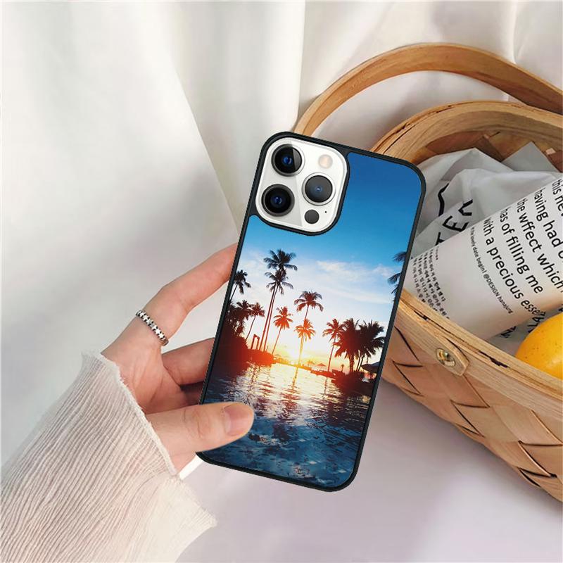

Летний тропический чехол с пальмами для iPhone 17 Air 16 15 14 11 12 13 Pro MAX Plus coque Защитный чехол iPhone 15pro