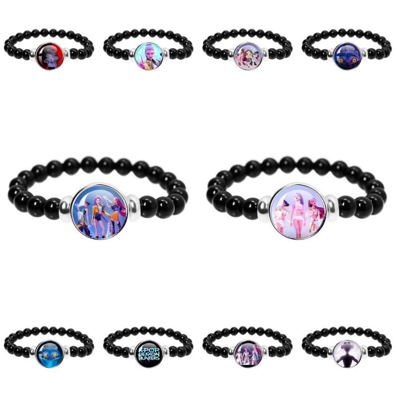 Kpop Demon Hunters Handmade Glass Beaded Bracelet Huntr-X Rumi Zoey Mira Bangles Unisex Jewelry Accessories Fans Gift