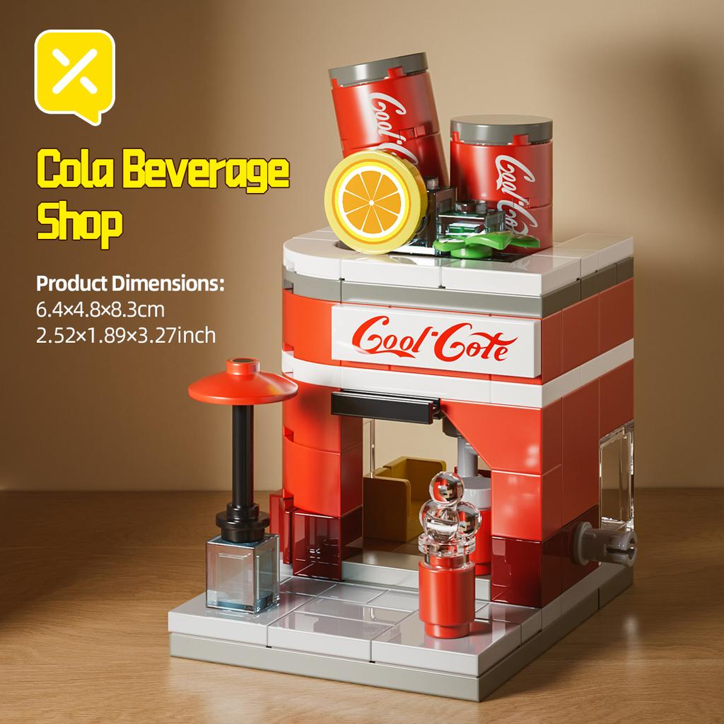 DIY Store Building Blocks Model Fast Food Restaurant Coffee Shop Puzzle Assembled Children's Educational Toys Birthday Gifts