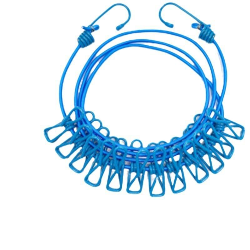 Corde à linge portable avec 12 pinces à linge, Corde à linge de voyage extensible rétractable élastique pour blanchisserie dans le jardin