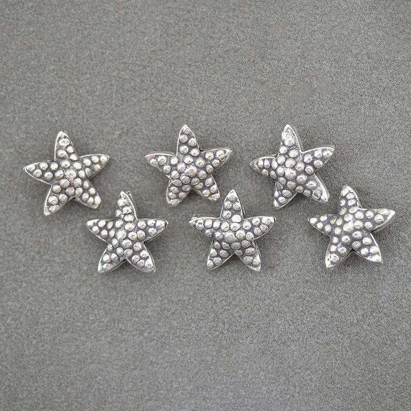 Thai Silver Retro Polka Dot Starfish Beads for Women - DIY Casual Accessories