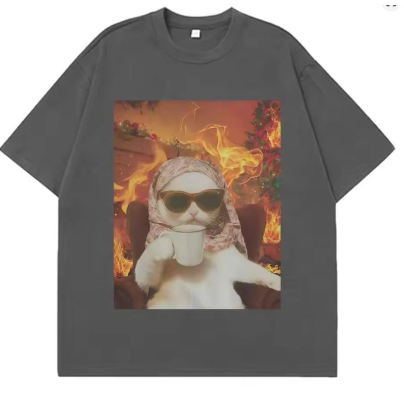 

I Chill Cat Xmas Funny Cat Meme Tshirt Unisex Women Casual and Loose Tshirt Summer Cotton Hiphop Aesthetic Fashion Tshirts Tops 4XL