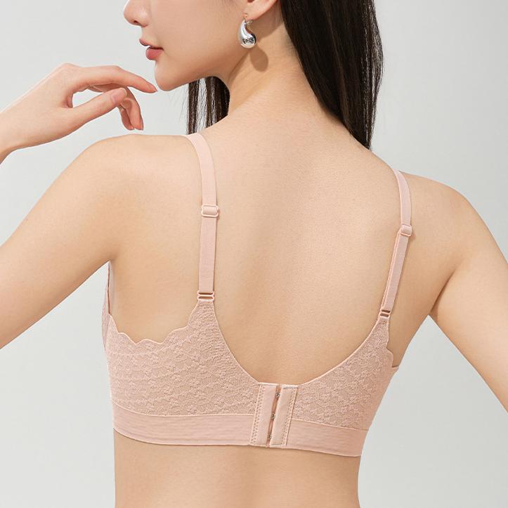Lace Invisible Bra Women's Breathable Underwear Women's Gathering Bra One-piece Fixed Cup Soft Support Bra Push Up Bra