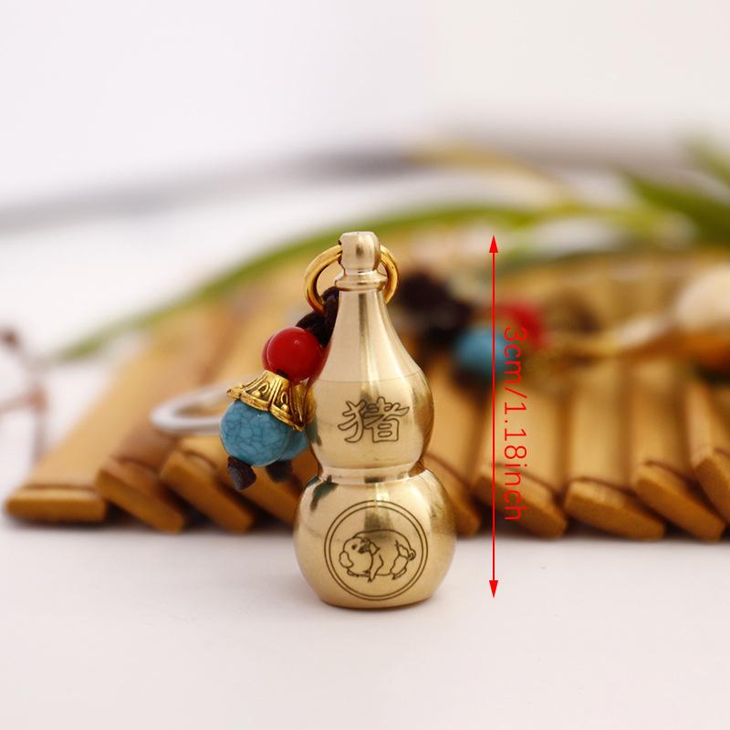 Twelve Zodiac Copper Gourd Pendant Open Hollow Pure Brass Ornaments Decoration Crafts Office Auspicious Ornaments