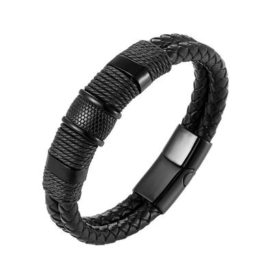 2026 Leder Doppel-Lagen Armband, Valentinstagsgeschenk für Freund, Vielseitiger Gewebter Personalisierter Schmuck für Herren