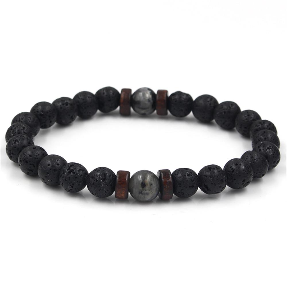 Volcanic and Black Iron Stone Couple Bracelets - Shining Gemstone Style.