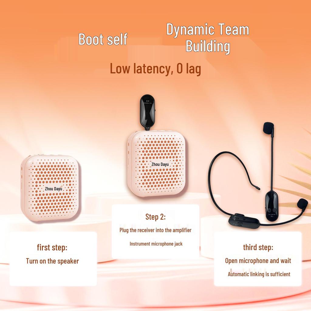 Universal Wireless Headset Microphone with Amplifier for Teachers and Tour Guides