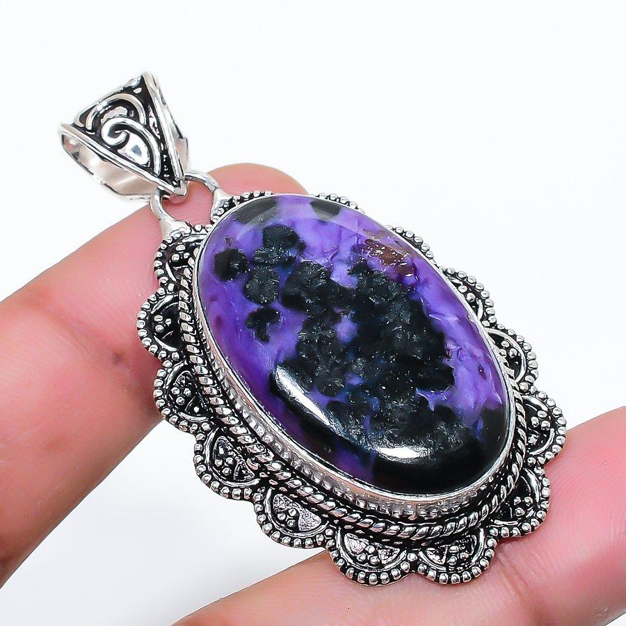 Natural Russian Charoite 925 Sterling Silver Jewelry Pendant 2.17 AP-14433
