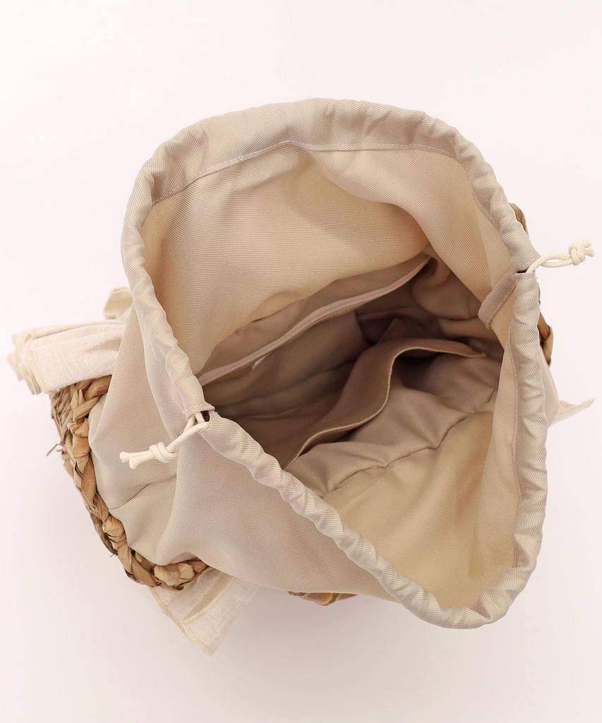 Samir Nasri Ruffled Bamboo Handle Tote Beige Women's Bag, (050)