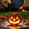 Solar Powered Pumpkin Lantern Lanterns, Waterproof Outdoor Halloween Light, Spooky Festive Patio Hanging Decor Orange for Yard Garden Porch