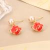 Naturalne Perłowe Kwiatowe Emaliowane Akcesoria Mori Słodki Nowy Design Kolczyki