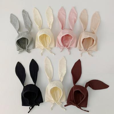 Korean Cute Cartoon Bunny Bear Ear Newborn Hat Beanie Spring Autumn Toddler Cap Turban with Strap for Infant Baby Boys Girls