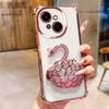 KEYSION Nárazuvzdorné pokovované TPU puzdro na telefón pre TECNO Spark Go 1 1S Go 2025 Trblietavé zdobené labuť so stojanom Zadný kryt pre Pop9 4G