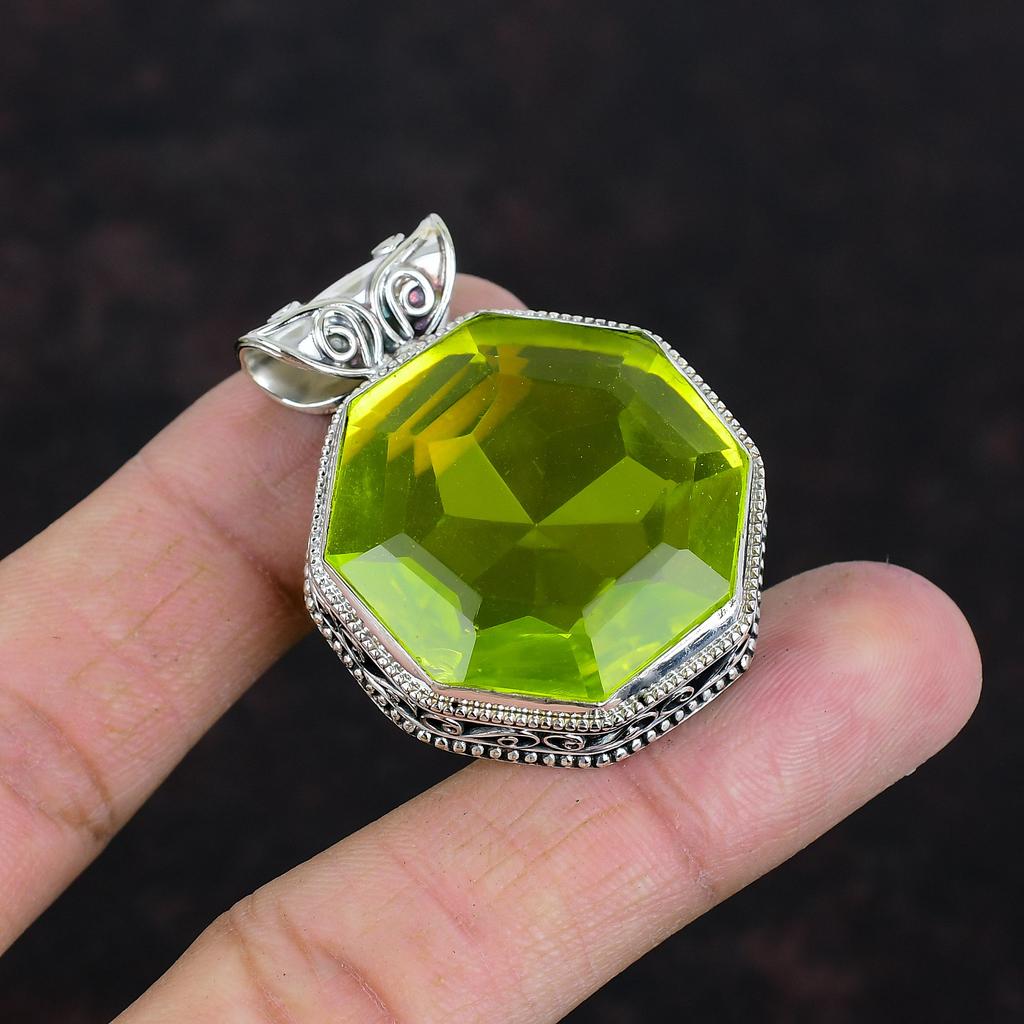Faceted Lemon Topaz Pendant Handmade Gemstone Pendant 925 Sterling Silver Pendant Lemon Topaz Jewelry Dainty Vintage Pendant Gifts For Women