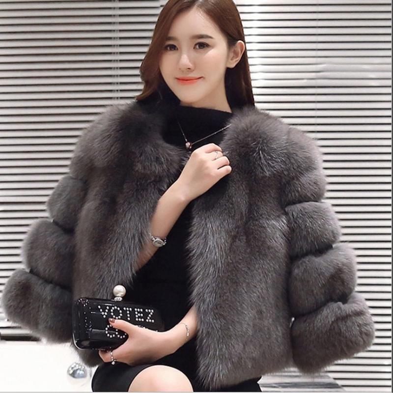 New Fashionable Winter Korean Edition Faux Fox Fur Grass Slim Fit Small Coat Faux Fur
