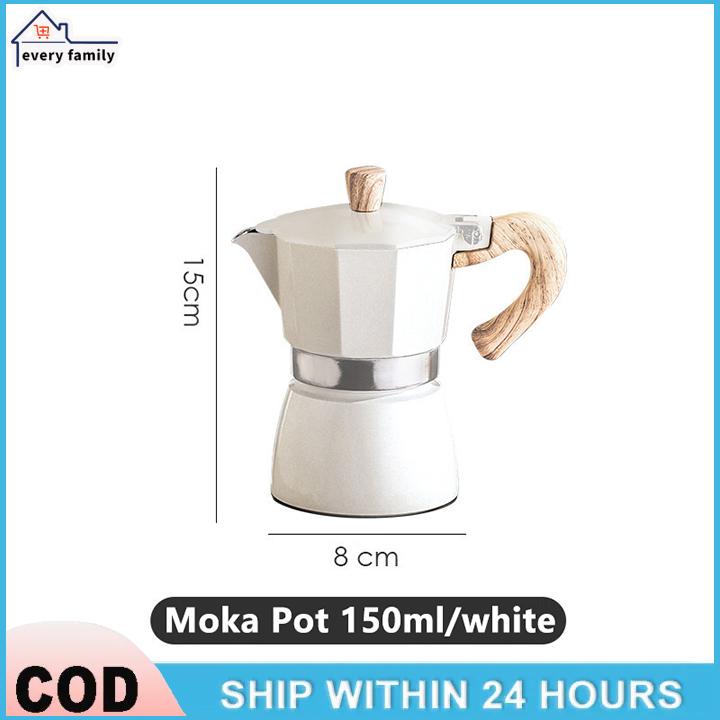 Mocha Pot Italian Mocha Coffee Handmade Coffee Pot Wooden Handle Mocha Coffee Pot moka pot 150ML/300ML 150ML белый