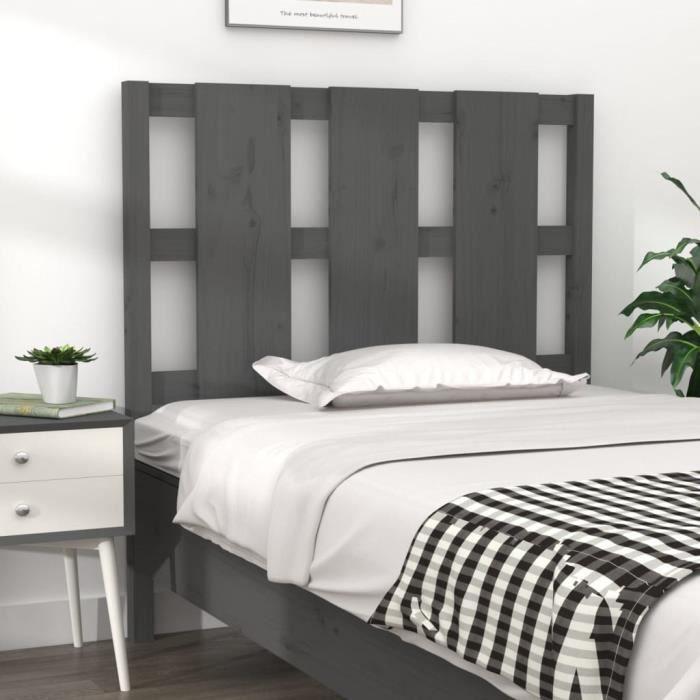 VidaXL Tête de lit Gris 95,5x4x100 cm Bois massif de pin 817972
