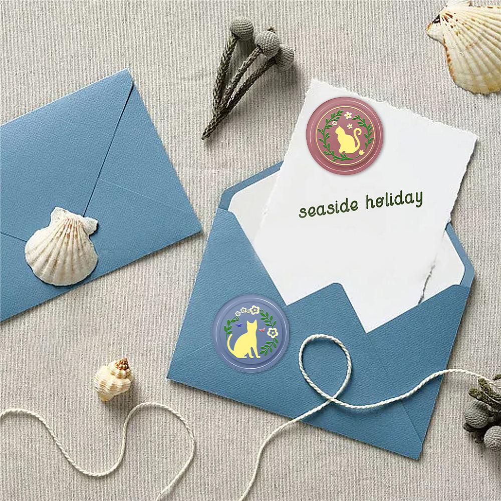 Cat Series Wax Seal Stamp Animals Pattern Sealing Wax Stamp 25mm Removable Brass Head for Envelope Card Package Decoration