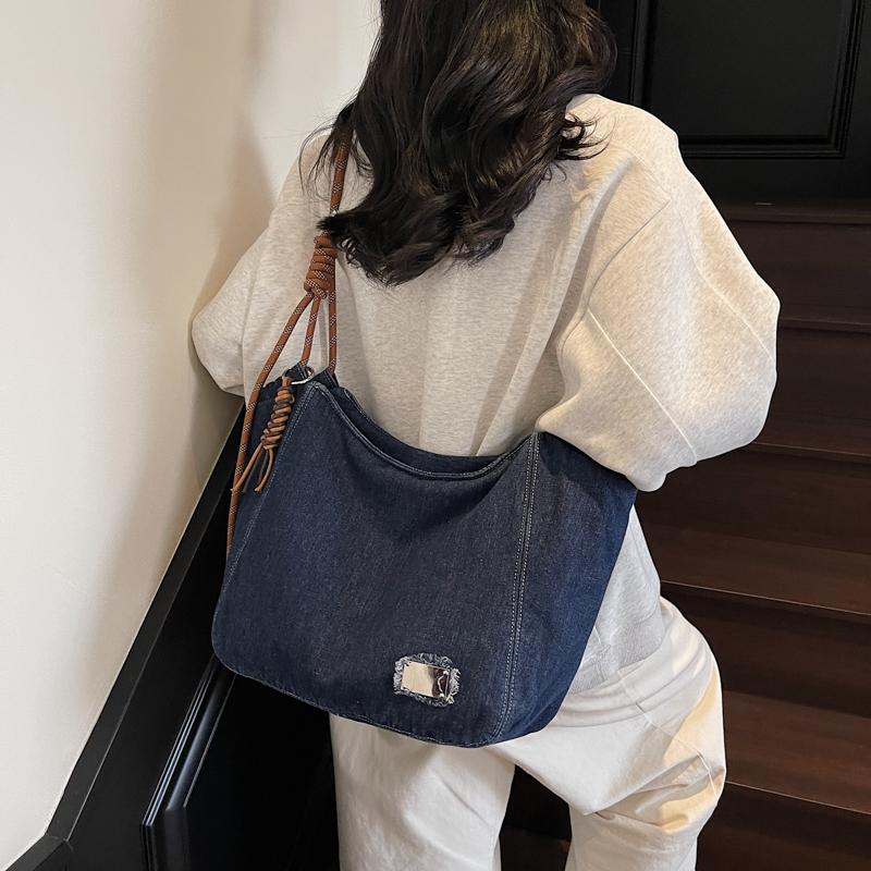 Denim Bag Women's Large Capacity Shoulder Crossbody Bag Student Class Commuter Tote Bag