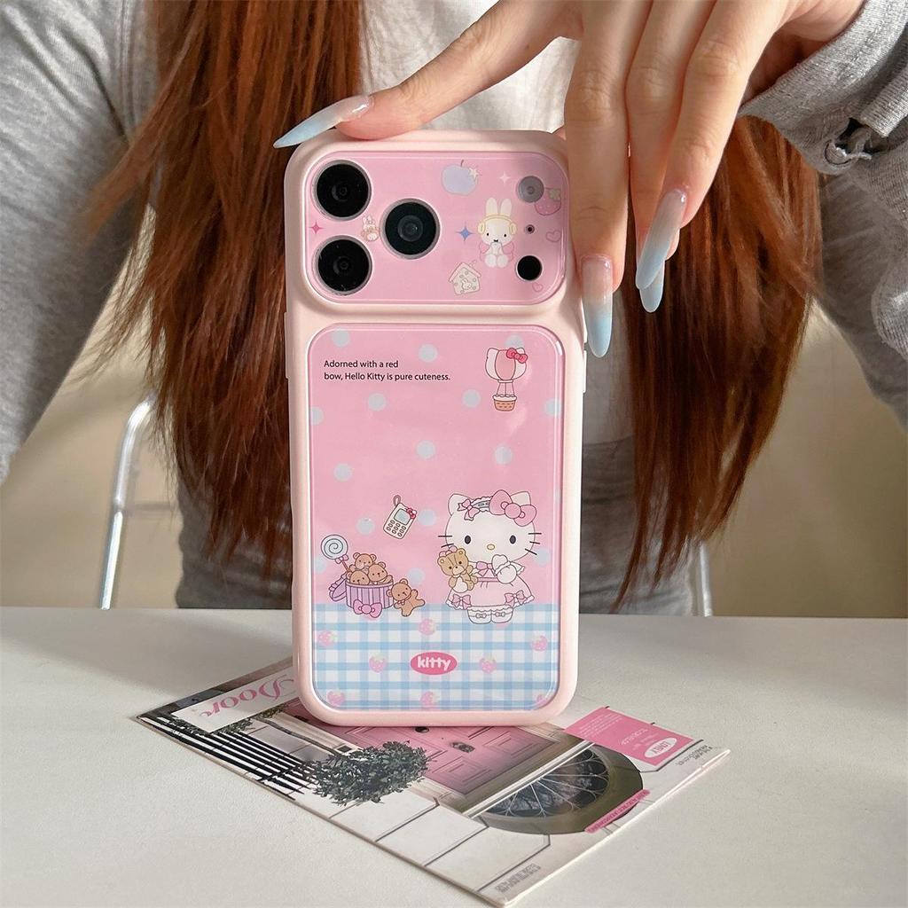 Large Grid KT Cat & Rabbit iPhone 15/17/16 PROMAX Case, Anti-fall