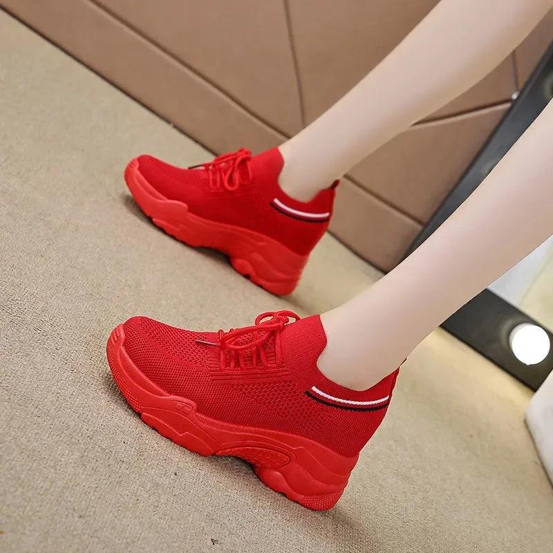 Fashion Hidden Heels Women Platform Sneakers Mesh Breathable Casual Shoes for Women Fashion Outdoor Women Running Shoes tenis de mujer