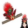 Indian Costume Hairband for Carnivals Party Festival Props Feathered Hairband Indian Hairhoop Cosplay Headwear