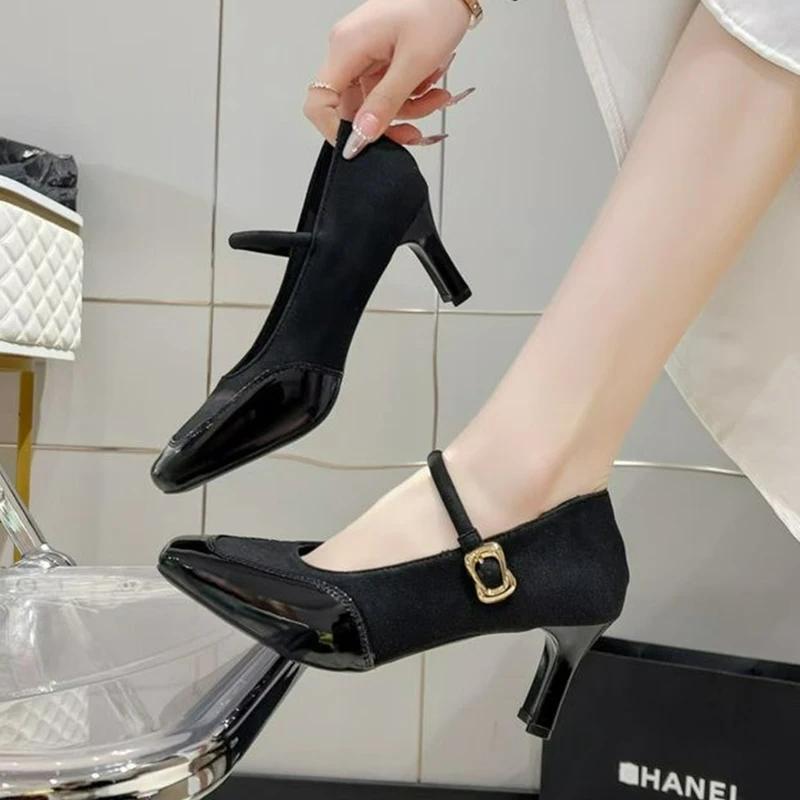 Fashion Square Toe  Women Sandals Jane Shoes Summer Shoes  2025 Sexy Chunky Shoes Dress Wedding Pumps Zapatillas