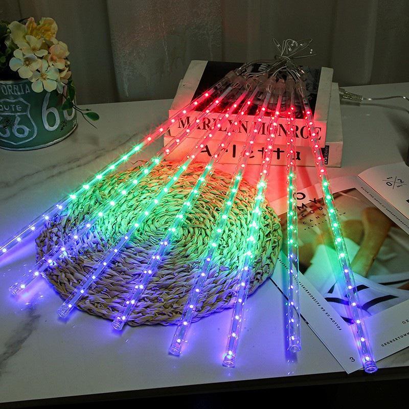 Colorful LED Meteor Shower String Lights: Waterproof, Flashing Tree Lights for Christmas and Festival Decorations цветной