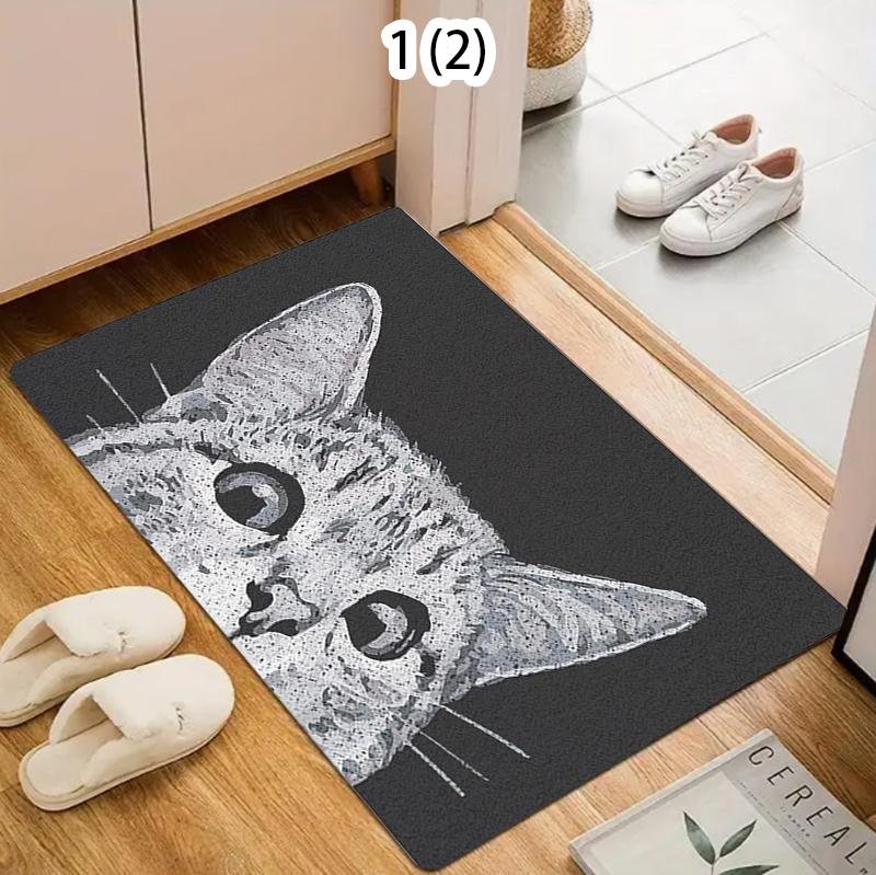 Cute Cat Face Design Doormat for Front Door Entryway Non Slip Mat Indoor Outdoor Use Home Decor Entrance Rug for Living Room