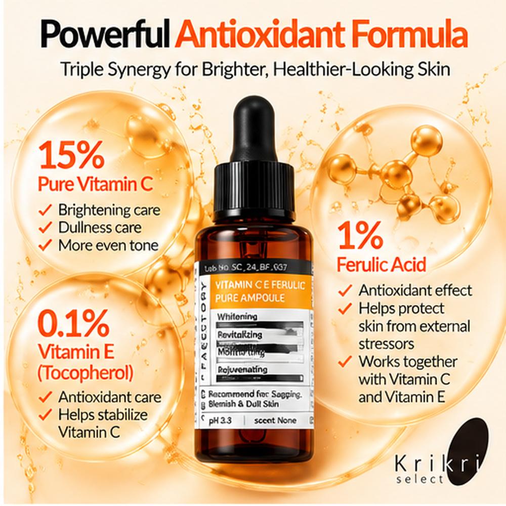 DERMAFACTORY Pure Vitamin C E Ferulic Ampoule 22ml 15% Brightening Face Serum