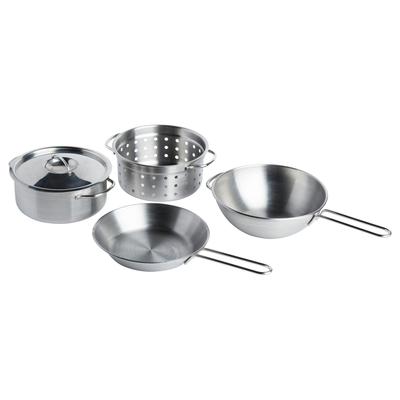 IKEA DUKTIG 00167839 Cookware Stainless Steel Color 4-piece Set,