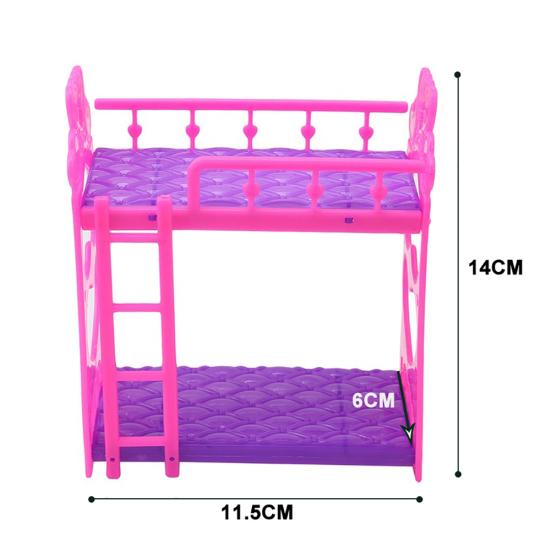 11.5x14cm Mini Plastic Doll House Bunk Beds Kids Gift Toy Accessories for Girls