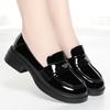 Women Spring Thick Sole Loafers Vintage Chunky Heel Genuine Leather Casual Shoes Versatile Slip On Flats