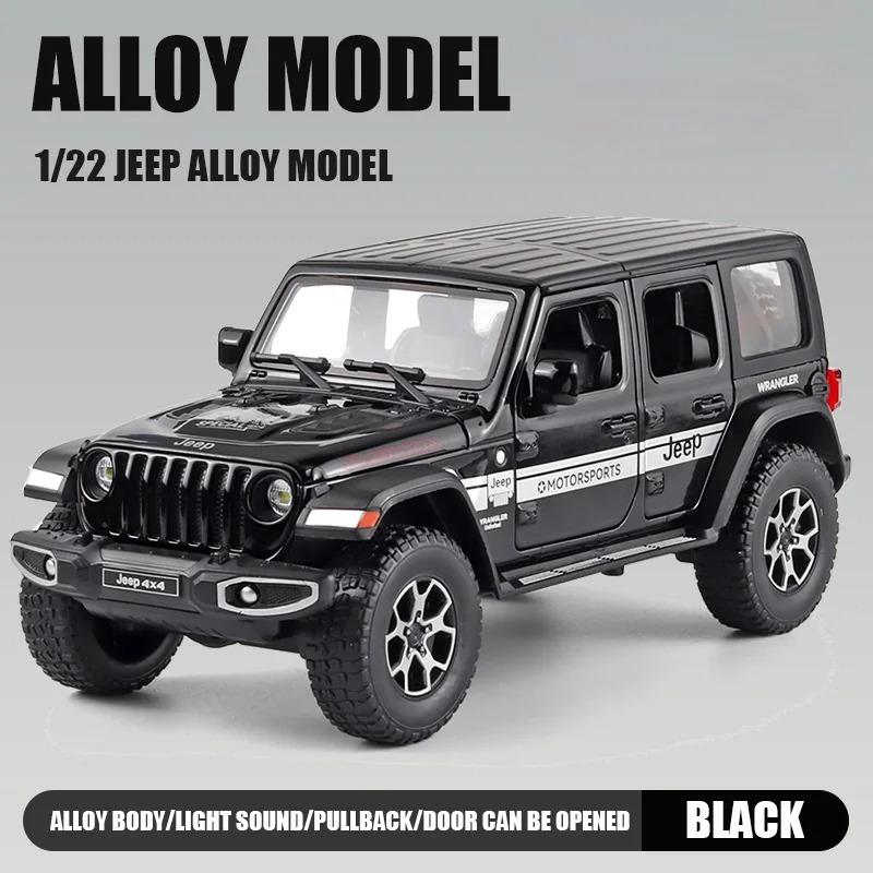 1/22 Scale Jeeps Wrangler Pickup Off-road Vehicle Alloy Model Car Simulation Sound and Light Diecast Metal Toy Collection Gift for Boy