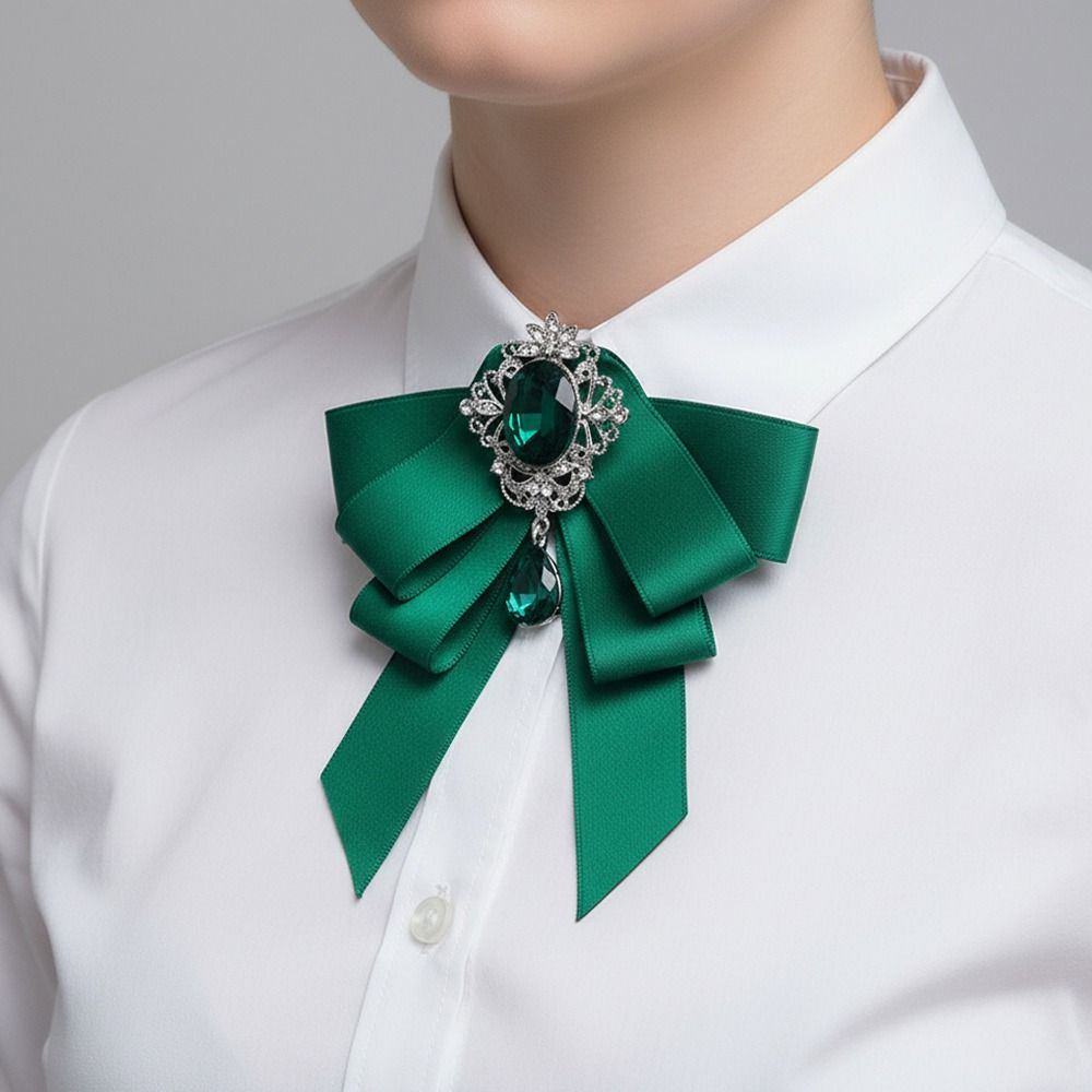 Luxury Design Rhinestone Bow Tie Red Ribbon Fabric Tie Gift Women Crystal Tie  Wedding Host