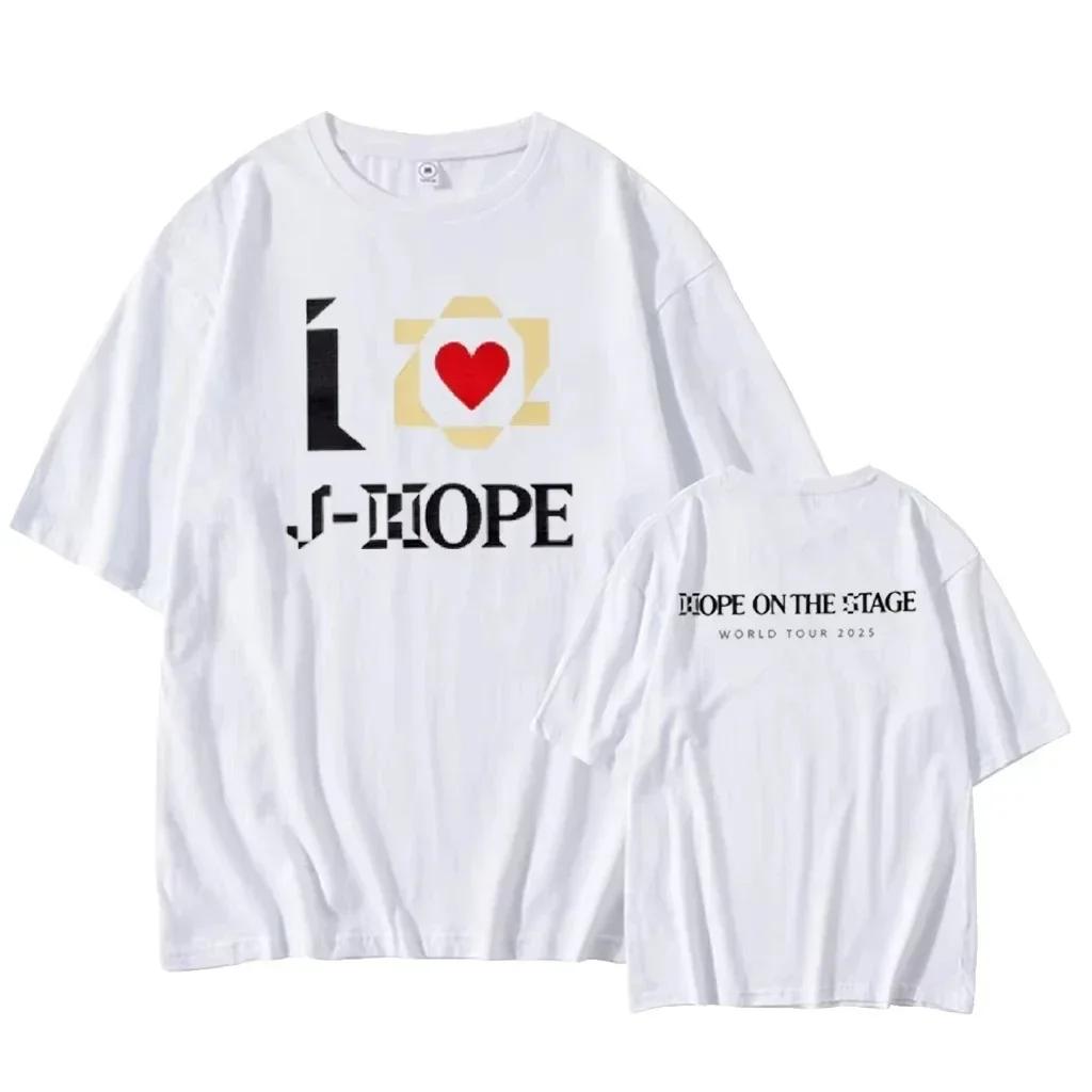 Hope on The Stage Street Kpop Fan Top Unisex Women TShirt JHOPE LA World Tour Happy JIN Graphic Print ONeck Summer Casual Tshirt S