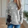 Autumn and Winter New Product Design Sense, Caring Jacquard Casual Round Neck Pullover Sweater, Women's Loose and Slimming Knitted Top 3496 KTB