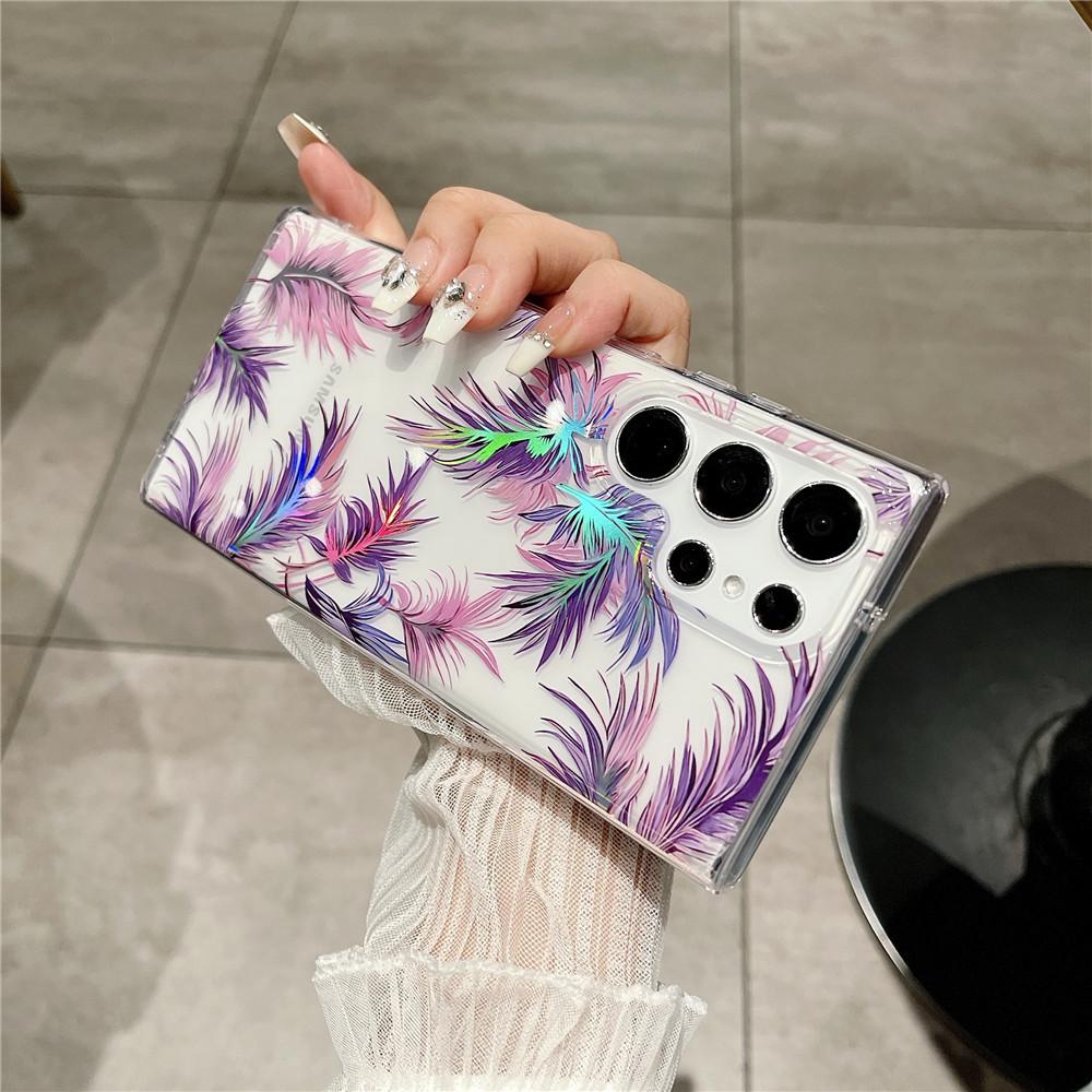 Suitable for Samsung Mobile Phone Case S25u a53 High permeability Electroplating Flowers S22 S24 Double Layer Printed Anti Fall Shell