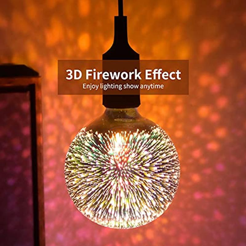 3D Fireworks LED Light Bulb E27 AC100-240V Glass Bulbs Retro Edison Lamp for Home Bedroom Party Decoration Light Bulb