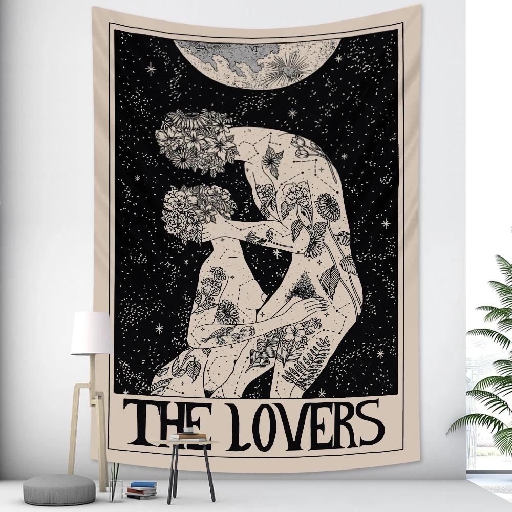 Tarot Card Psychedelic Scene Home Decoration Art Tapestry Hippie Bohemian Decoration Divination Wall Hanging Sheets