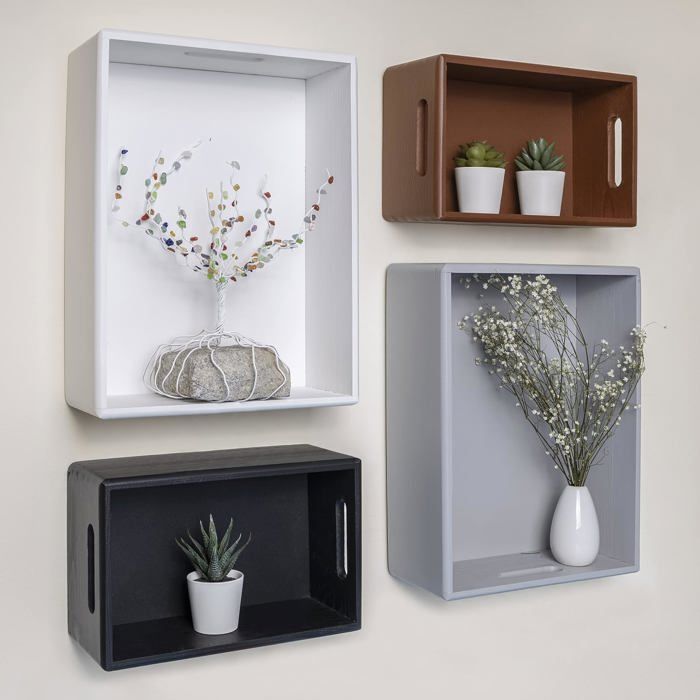 Caisse de Rangement - Creative Deco - 30x20x13cm - Bois Naturel - Blanc - Poignées