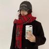 Korean Style Plaid Women's Winter Red Scarf: Trendy High-End Shawl and New Year Gift