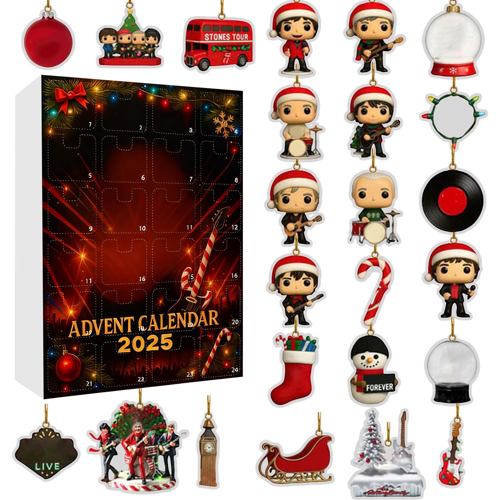 

Календарь Адвента 2025, 24 дня Рождественский календарь обратного отсчета с 24 шт. украшений, Ежедневные сюрпризы для отдыха, 2D акриловые украшения Рождественский декор One Size красный