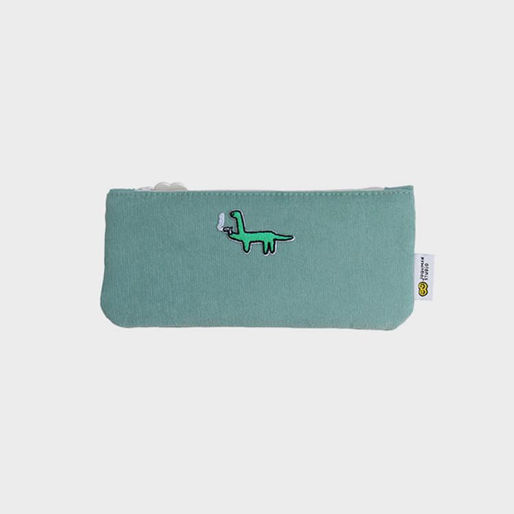 LINE FRIENDS Joguman Brachio Patch Pencil Pouch (Option: Ivory/Mint)